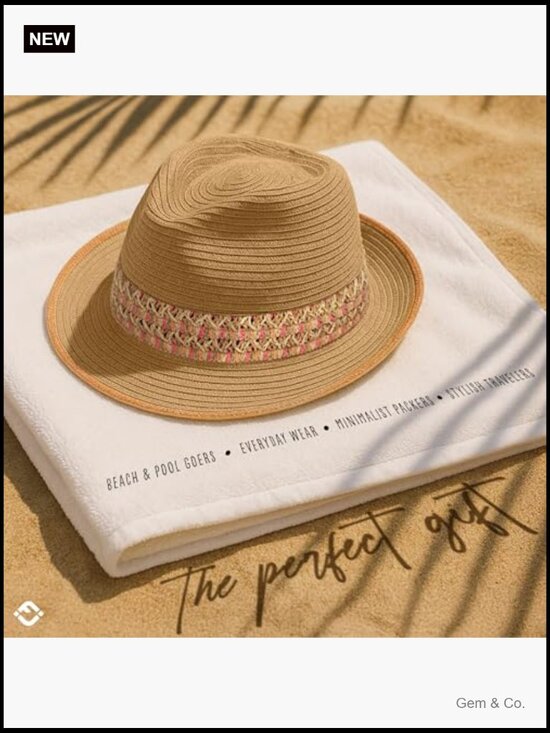 UPF 50+ Short Brim Fedora Sun Hat with Woven Pattern - Packable Beach Hat main image 5